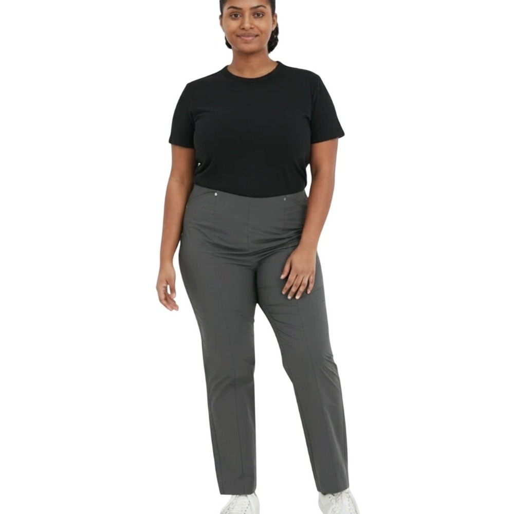 Alfani Womens Comfort Waist Ankle Pants Grey Size 18‎ Plus Stretch Pull On NEW